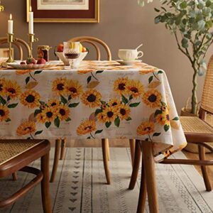 joyfol day sunflower tablecloth,orange floral table cloth for square tables,waterproof resistant durable flower table cover for kitchen dining room (54 x 54 inch)