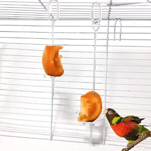topincn bird fruit holder stainless steel parrot fruit vegetable food stick holder small animal bird toy vegetable skewer treating tool for parrots/chinchillas/small pets(l)