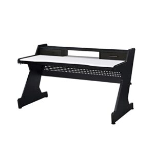 acme furniture bigga gaming table, black & white finish