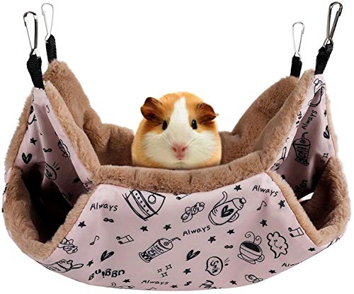 Petmolico Small Pet Hanging BunkBed Warm Hammock Bed Cage Accessories Bedding Hideout Playing Sleeping for Parrot Sugar Glider Ferret Squirrel Hamster Rat, Pink Cup - Medium Size