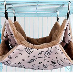 Petmolico Small Pet Hanging BunkBed Warm Hammock Bed Cage Accessories Bedding Hideout Playing Sleeping for Parrot Sugar Glider Ferret Squirrel Hamster Rat, Pink Cup - Medium Size