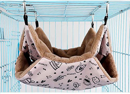 Petmolico Small Pet Hanging BunkBed Warm Hammock Bed Cage Accessories Bedding Hideout Playing Sleeping for Parrot Sugar Glider Ferret Squirrel Hamster Rat, Pink Cup - Medium Size