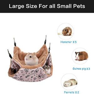 Petmolico Small Pet Hanging BunkBed Warm Hammock Bed Cage Accessories Bedding Hideout Playing Sleeping for Parrot Sugar Glider Ferret Squirrel Hamster Rat, Pink Cup - Medium Size