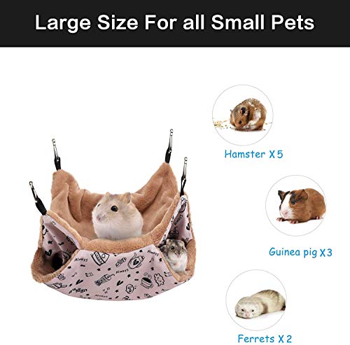 Petmolico Small Pet Hanging BunkBed Warm Hammock Bed Cage Accessories Bedding Hideout Playing Sleeping for Parrot Sugar Glider Ferret Squirrel Hamster Rat, Pink Cup - Medium Size