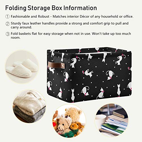 WELLDAY 1PCS Storage Basket Elegant Cat Large Foldable Storage Bin Cube Collapsible Organizer