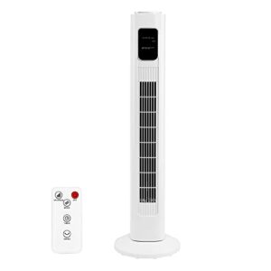 antarctic star tower fan oscillating fan quiet cooling remote control powerful standing 3 speeds wind modes bladeless floor fans portable bladeless fan for children bedroom home office (white, 35")