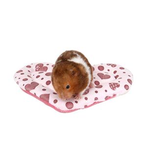 hamster mouse winter warm pad - mini pet bed pads for small animals, hedgehog / guinea pig / dwarf bunny / rabbit's warmer house cotton nest, heart shape (pink)