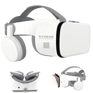 3d virtual reality headset, 3d vr glasses viewer with remote [bluetooth] for ios iphone 13 12 11 pro max mini x r s 8 7 samsung galaxy s10 s9 s8 s7 edge note/a 10 9 8 + other 4.7-6.2" cellphone, white