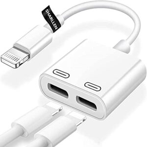 lightning iphone adapter & splitter, sharllen apple mfi certified headphones adapter 2 in 1 aux audio+charge+call+volume control converter cable compatible for iphone 12/11/xs/xr/x 8/7 ipad-ios13