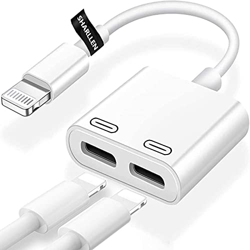 Lightning iPhone Adapter & Splitter, SHARLLEN Apple MFi Certified Headphones Adapter 2 in 1 Aux Audio+Charge+Call+Volume Control Converter Cable Compatible for iPhone 12/11/XS/XR/X 8/7 iPad-iOS13