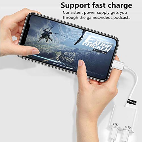 Lightning iPhone Adapter & Splitter, SHARLLEN Apple MFi Certified Headphones Adapter 2 in 1 Aux Audio+Charge+Call+Volume Control Converter Cable Compatible for iPhone 12/11/XS/XR/X 8/7 iPad-iOS13