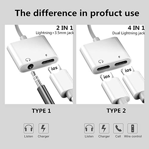 Lightning iPhone Adapter & Splitter, SHARLLEN Apple MFi Certified Headphones Adapter 2 in 1 Aux Audio+Charge+Call+Volume Control Converter Cable Compatible for iPhone 12/11/XS/XR/X 8/7 iPad-iOS13