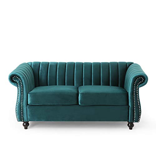 Christopher Knight Home Glenmont Love Seats, Teal + Dark Brown