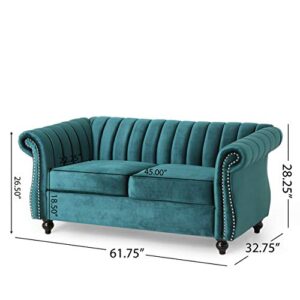 Christopher Knight Home Glenmont Love Seats, Teal + Dark Brown