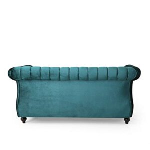 Christopher Knight Home Glenmont Love Seats, Teal + Dark Brown