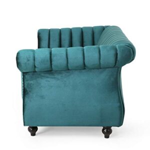 Christopher Knight Home Glenmont Love Seats, Teal + Dark Brown