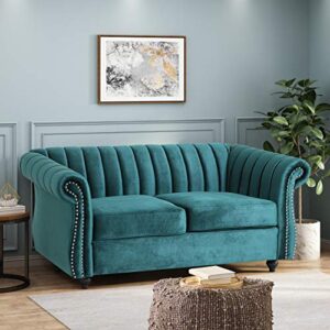 Christopher Knight Home Glenmont Love Seats, Teal + Dark Brown