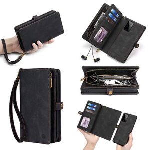 compatible with samsung galaxy a52 5g wallet case,2-in-1 pu leather detachable magnetic 4 card slots & wrist strap full protective purse cover(a52 5g black)