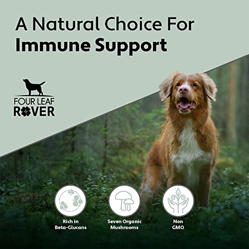 Four Leaf Rover: Seven 'Shrooms- Immune Supporting Organic Mushroom Complex for Dogs - 15 to 60 Day Supply, Depending on Dog’s Weight - Rich in Beta Glucans - Grown on Wood - Vet Formulated