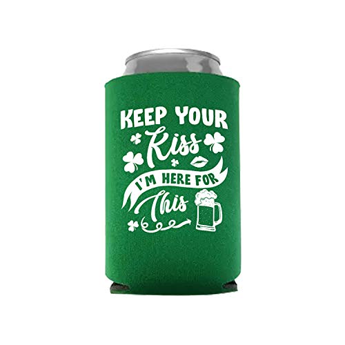 Veracco Keep Your Kiss I'm Here For This Irish Don't get Drunk We Get Awsome Stadium Party Cup St Patricks DayCan Coolie Holder Party Favors Decorations (Green, 6)