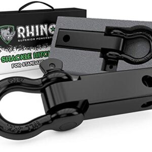 Rhino USA Shackle Hitch Receiver, Lock and Tightener Bundle - Includes Our Top Selling Recovery Shackle Hitch Plus Our Patented Hitch Lock and Anti-Rattle Hitch Tightener!