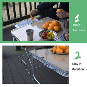 GOTOTOP Outdoor Trash Can Bracket,Metal Hanging Garbage Bags Plastic Holder Garbage Table Rack for Kitchen, Pantry, DormRoom, Camping, Hiking 13.6 x10.2 X 1.8