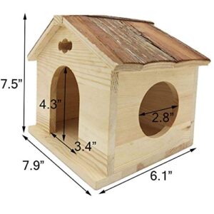 Hamiledyi Guinea Pig Wooden House, Chinchilla Space Natural House with Window Pets Large Hideout Play Hut for Gerbil Ferret Squirrel Rats Mice Hedgehog