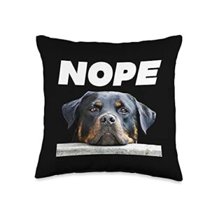 rotweiller nope dog tees rotweiller nope rottie face not today love my rottweiler dog throw pillow, 16x16, multicolor