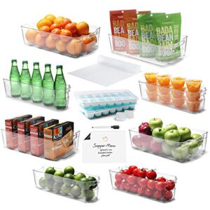 etienne alair fridge organizer bins - set of 16 clear bins for refrigerator, freezer, kitchen cabinets, pantry, storage or organization - durable, stackable containers with handles