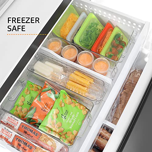 Etienne Alair Fridge Organizer Bins - Set of 16 Clear Bins for Refrigerator, Freezer, Kitchen Cabinets, Pantry, Storage Or Organization - Durable, Stackable Containers with Handles