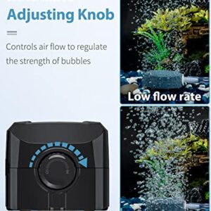 Uniclife Adjustable 64 GPH Air Pump 2 Outlets with Superior Fine Bubbles Air Stone Bar Accessories for Aquarium Fish Tank