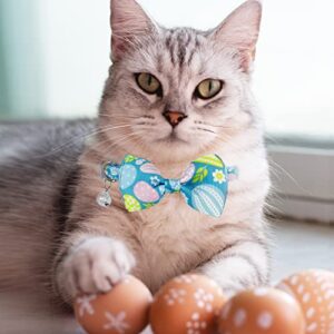 Pohshido Easter Cat Collar with Bow Tie, Holiday 2 Pack Kitty Kitten Cute Bunny Carrot Collar for Girls and Boys (Hoppy Hour/Pink)