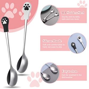 Perthlin 7 Pieces Pet Food Can Supplies Set Include 4 Pieces Silicone Pet Can Covers Cat Can Lids 1 Pieces Multifuctional Pet Can Opener and 2 Pieces Dog Claw Spoons for Pets Dogs Cats Feeding Can