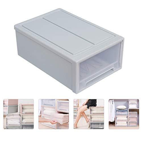 Cabilock Plastic Drawer Clothes Storage Box Pull-Out Drawer Container for Organizing Mens and Womens Shoes Sandals Wedges Flats Heels and Accessories Blue