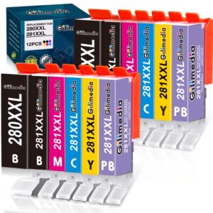 gilimedia pgi-280xxl cli-281xxl compatible ink cartridges replacement for 280 281 work for pixma ts9120 ts8320 ts8220 ts8120 ts9100 ts8300 ts8200 ts8322 printer 12-pack
