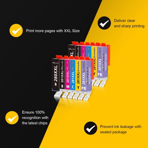 GILIMEDIA PGI-280XXL CLI-281XXL Compatible Ink Cartridges Replacement for 280 281 Work for Pixma TS9120 TS8320 TS8220 TS8120 TS9100 TS8300 TS8200 TS8322 Printer 12-Pack