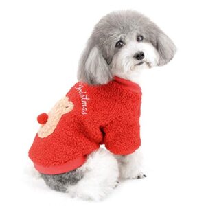 zunea small dog clothes christmas winter warm sweater coat soft fleece puppy jacket jumper xmas costume outfits new year pet chihuahua cat apparel for dogs boys girls red s