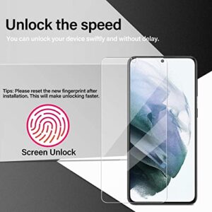 BIGFACE Galaxy S21 Tempered Glass Screen Protector + Camera Lens Protector [ 2 + 2 Pack ][Case Friendly] [Anti-Scratch] [Ultrasonic Fingerprint Unlock] Clear HD Protective Film for Samsung Galaxy S21