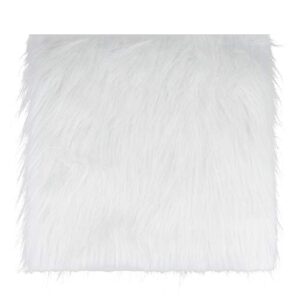 4pcs faux fur shaggy fluffy faux fur fabric for diy craft costume seat cushion pad 10x10inch (white)