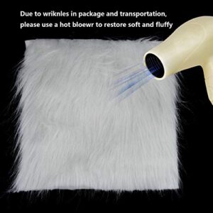 4pcs Faux Fur Shaggy Fluffy Faux Fur Fabric for DIY Craft Costume Seat Cushion Pad 10x10inch (White)