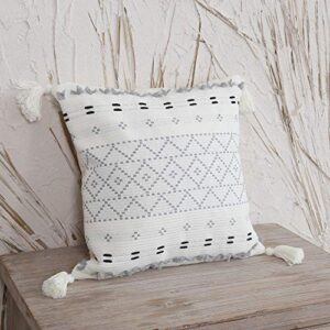 Moroccan Boho Decorative Throw Pillow Cover 18X18 Inch, Super Soft Woven Comfy Tufted Pillowcase with Tassels, Classic Pattern Pillow for Sofa Couch Living Room (Gray, 18"x18")