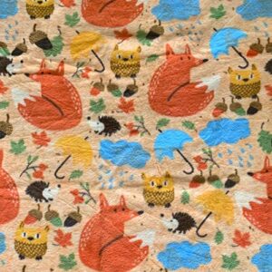 Autumn Critters Anti-Pill Premium No-Sew Throw Fleece Fabric Kit (50x60)