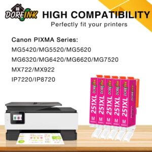 DOREINK Compatible 251 251XL 251 XL CLI-251XL CLI 251 Magenta Ink Cartridges for Canon PIXMA MX922 MG7520 MG5520 MG6620 IP8720 MG5420 MG6320 Printer (5 Magenta, 5 Pack)