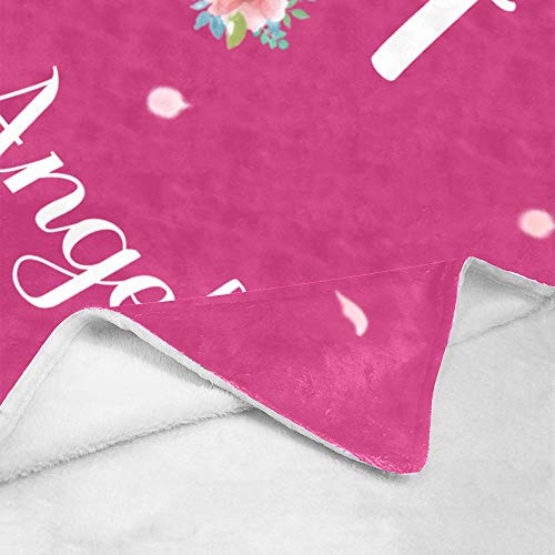 Custom Blanket with Name Text,Personalized Beautiful Pink Peach Blossom Rose Red Super Soft Fleece Throw Blanket for Couch Sofa Bed (50 X 60 inches)