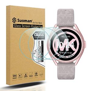 suoman 3-pack for michael kors women's mkgo gen 5e 43mm screen protector tempered glass for mk mkgo gen 5e 43mm [2.5d 9h hardness] [anti-scratch]