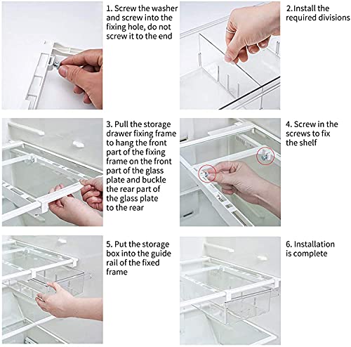 HOMEREFORM Pull-out Refrigerator Organizer Bins - Fridge Drawer Organizer with Handle, Refrigerator Shelf Holder Storage Box for Food Drinks, Fit for Fridge Shelf Under 0.6"