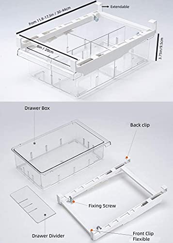 HOMEREFORM Pull-out Refrigerator Organizer Bins - Fridge Drawer Organizer with Handle, Refrigerator Shelf Holder Storage Box for Food Drinks, Fit for Fridge Shelf Under 0.6"