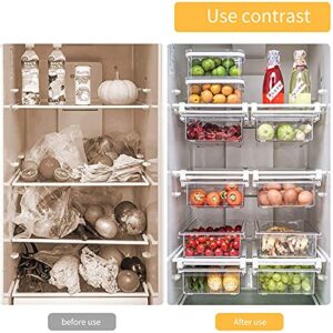 HOMEREFORM Pull-out Refrigerator Organizer Bins - Fridge Drawer Organizer with Handle, Refrigerator Shelf Holder Storage Box for Food Drinks, Fit for Fridge Shelf Under 0.6"