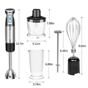 Soonye Immersion Hand Blender, Multifunctional 5-in-1 304 Stainless Stick Blender With 500ml Food Grinder, 600ml Container, Milk Frother, Egg Whisk, BPA-Free, black