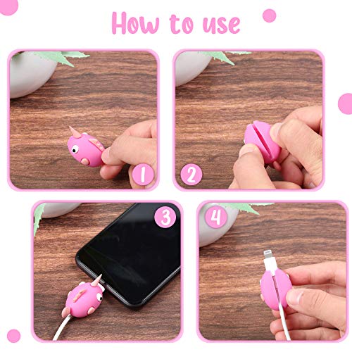 6 Pieces Cute Cable Protectors USB Charger Cable Saver Animals Cable Chewers Dinosaur Fish Phone Cable Accessories for Most Cellphone and Tablet Data Lines